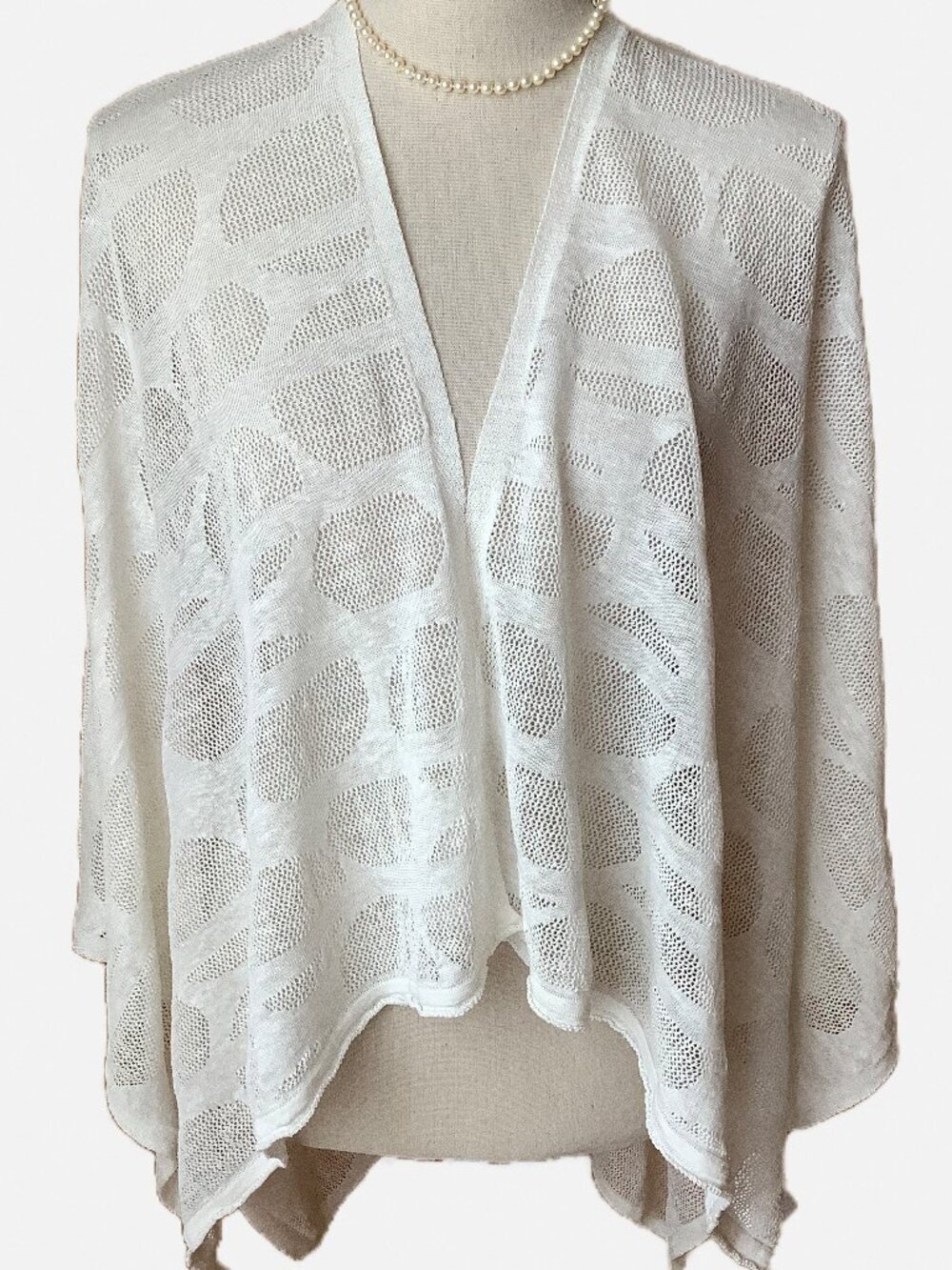 SARAH PACINI Ivory Organic Linen Wrap Shawl Asymmetric Italy OS Quiet Luxury